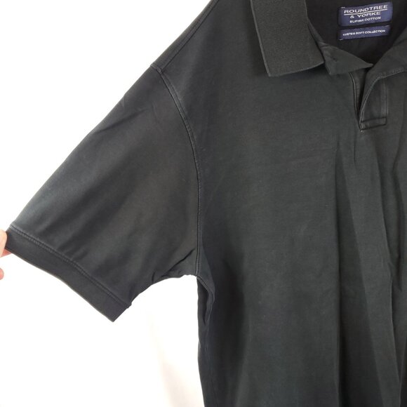 Roundtree & Yorke Supima Cotton Mens Polo Blk Luster Soft Collection Shrt Slv XL - Picture 3 of 9